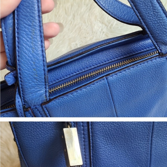 Kate Spade Cobalt Blue Dominique Grey Street Leather Satchel with tassel. GUC - Picture 2 of 9